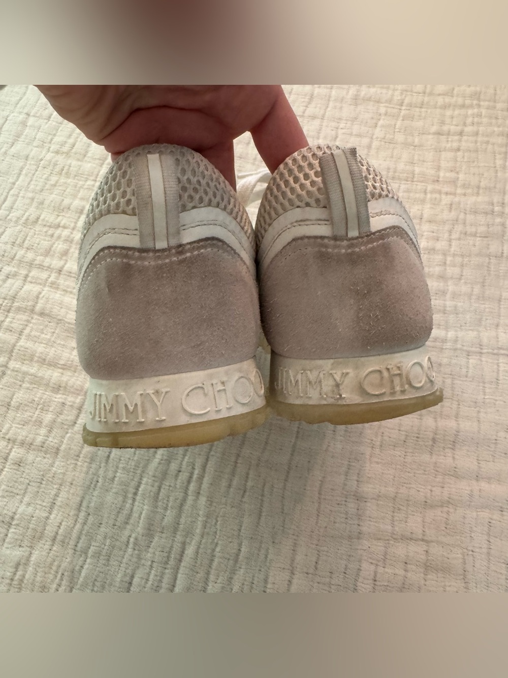 Jimmy Choo Java White Sneakers Size 43, US Size 11-11.5 Flawed* - Picture 3 of 9